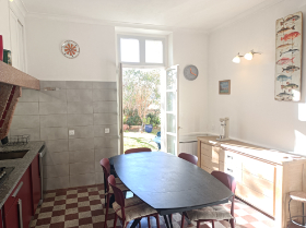 Kitchen with door to garden